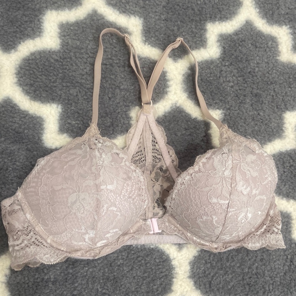 Victoria’s Secret Pink Tan Floral Lace Bra Size 34B
